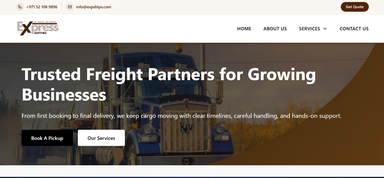 Express Shipping homepage