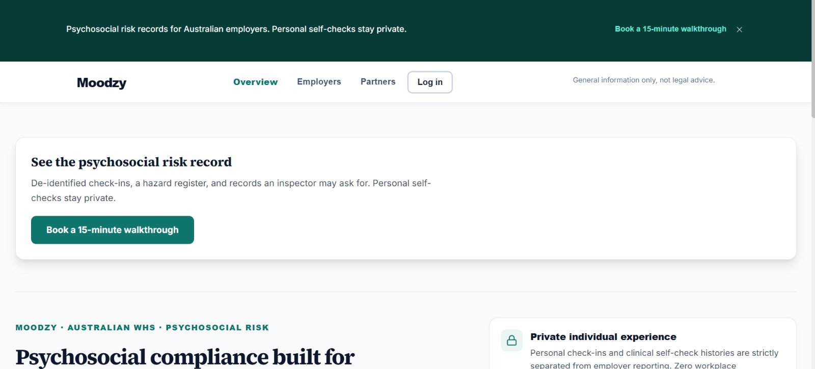 Moodzy homepage